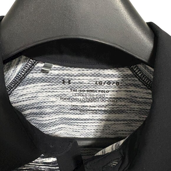 Under Armour Polo Mens Large Black Geometric ISO Chill Performance Golf - Picture 3 of 6